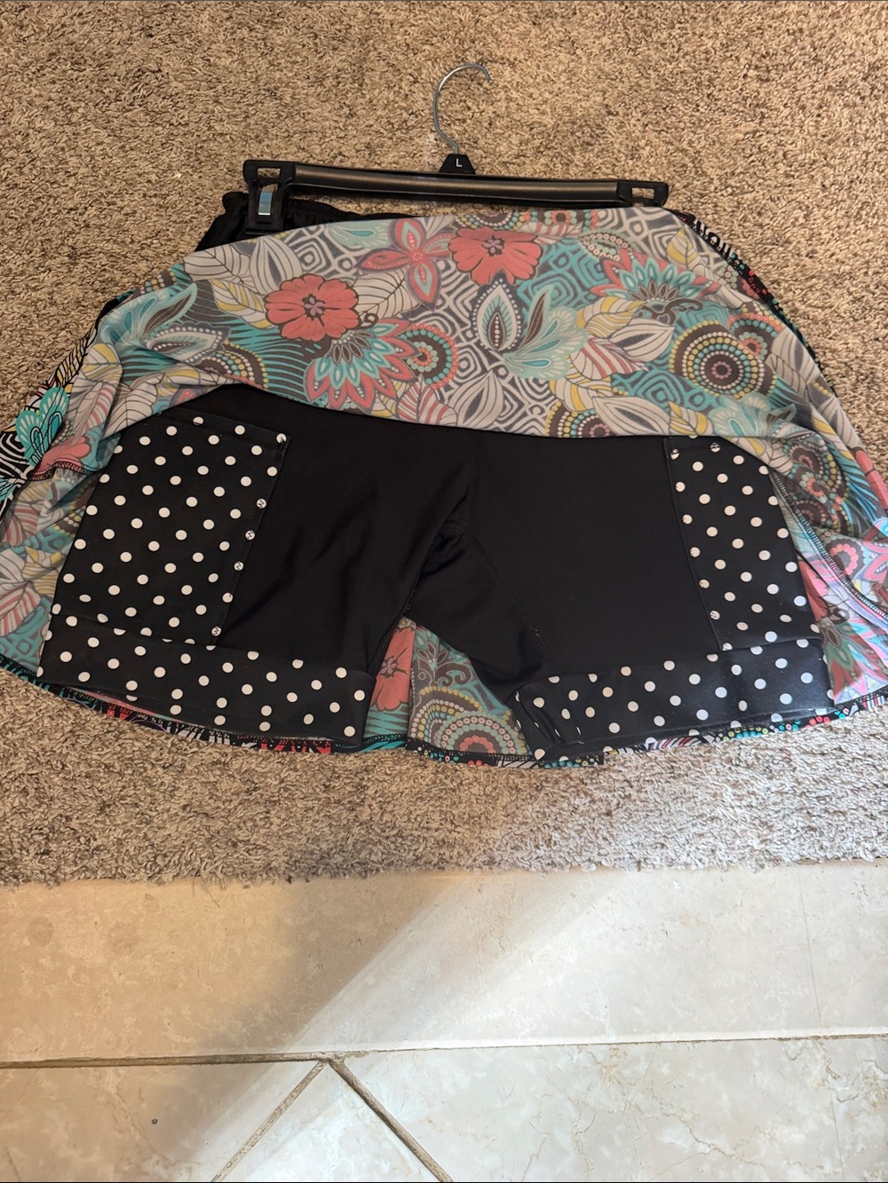 Sparkle Skirts brand Floral Printed Running Skort with Black Waistband - Picture 4 of 6
